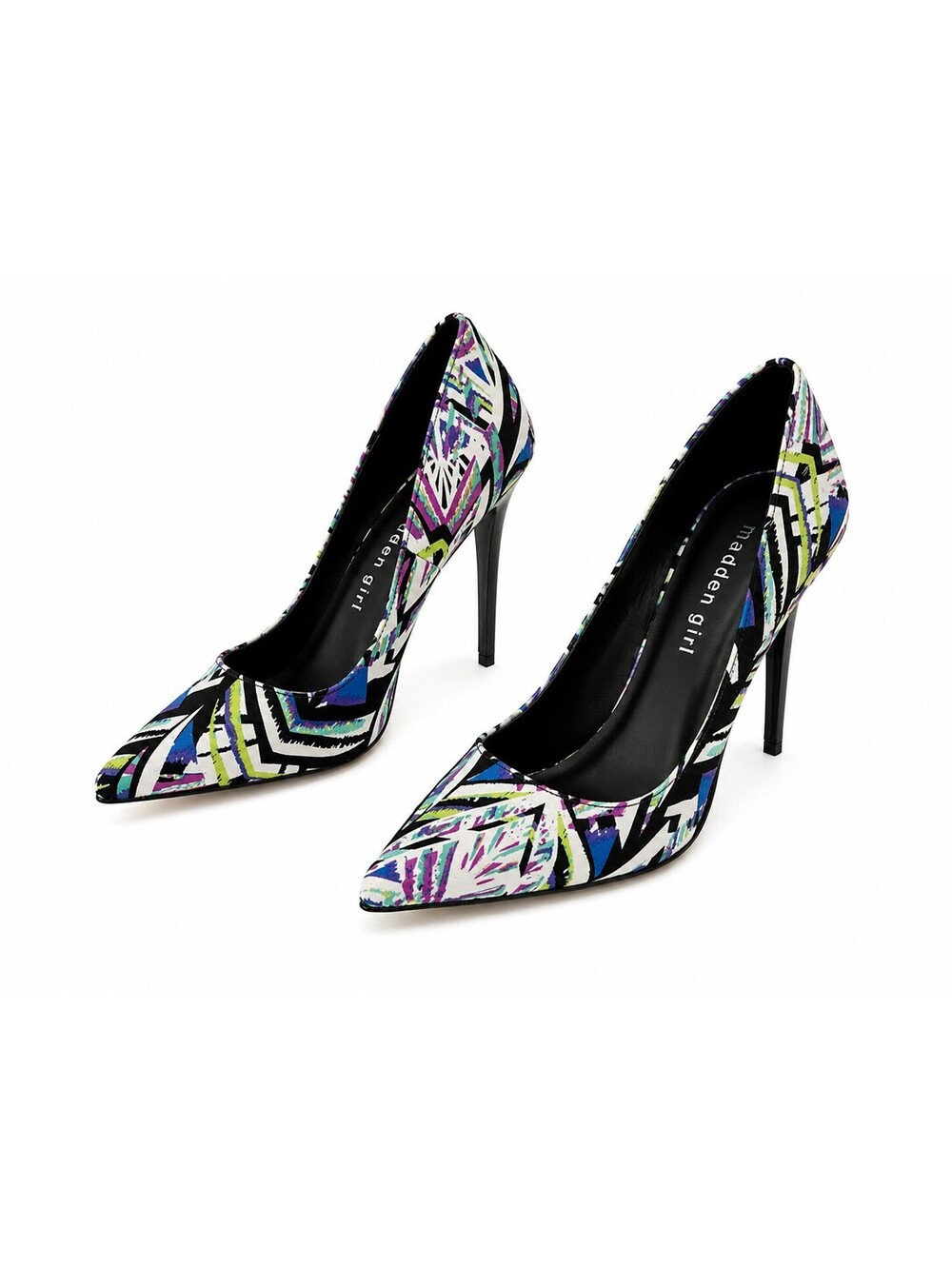 Madden Girl Women's Multicolor Geometric Print Pointed Toe Stiletto Heels Size 9